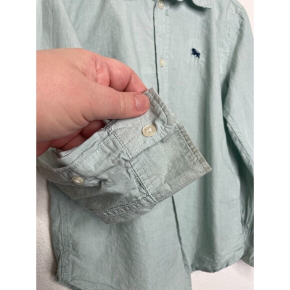 H&M Size 6 Button Up Woven Shirt Mint Green Long Sleeve Cotton Minimalist - Picture 4 of 9